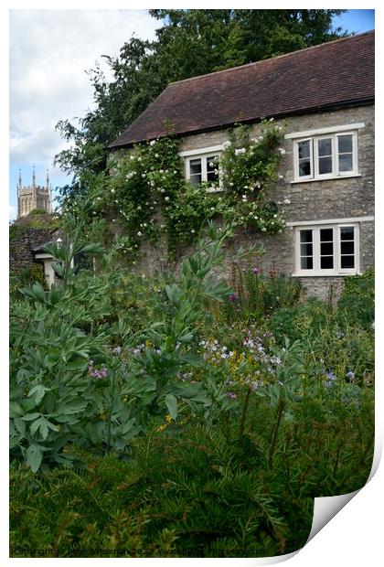Cottage garden in Mells in Somerset Print by Peter Wiseman