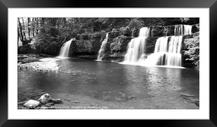 Four Falls Trail, Powys, Wales - monochrome Framed Mounted Print by Graham Lathbury