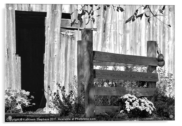 Side Entrance in Black &White Acrylic by Kathleen Stephens