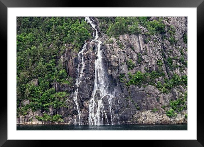 Hengjanefossen Waterfall, Lysefjord, Norway Framed Mounted Print by Martyn Arnold