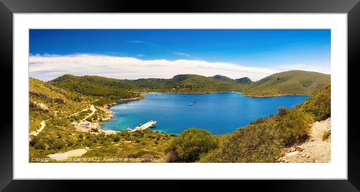Panoramic of the Port of Cabrera - CR2204-7335-GLA Framed Mounted Print by Jordi Carrio