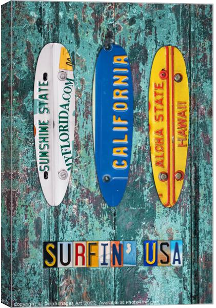 Surfboards, Florida Hawaii California Canvas Print by Delphimages Art