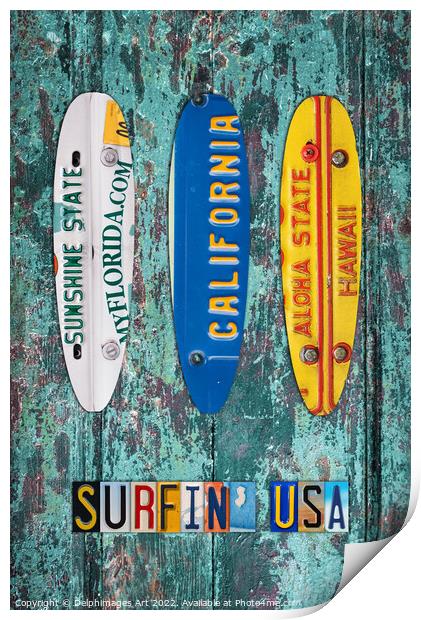 Surfboards, Florida Hawaii California Print by Delphimages Art