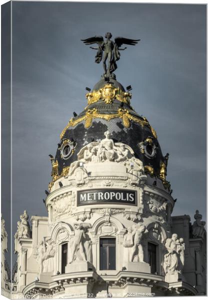 Madrid architecture landmark, Metropolis building Canvas Print by Delphimages Art