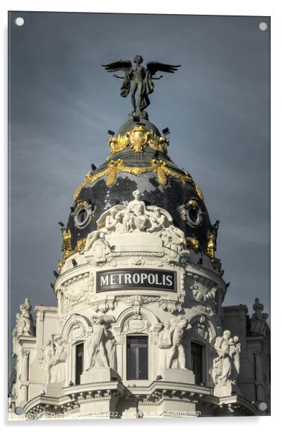 Madrid architecture landmark, Metropolis building Acrylic by Delphimages Art