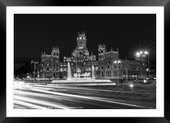 Madrid city hall at night, Spain Framed Mounted Print by Delphimages Art
