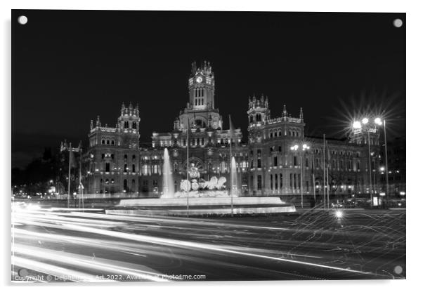 Madrid city hall at night, Spain Acrylic by Delphimages Art