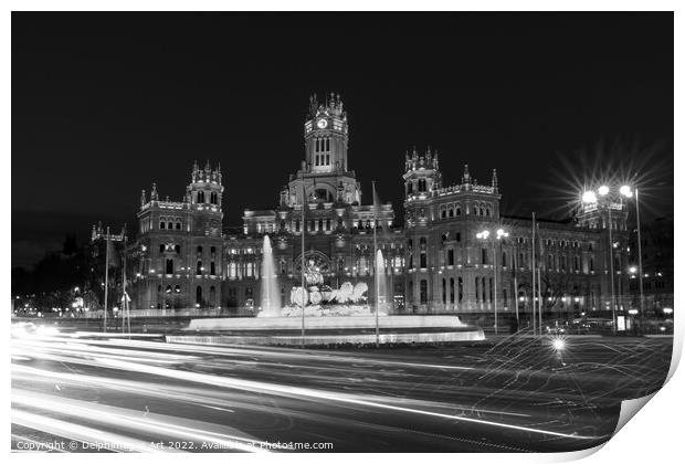 Madrid city hall at night, Spain Print by Delphimages Art