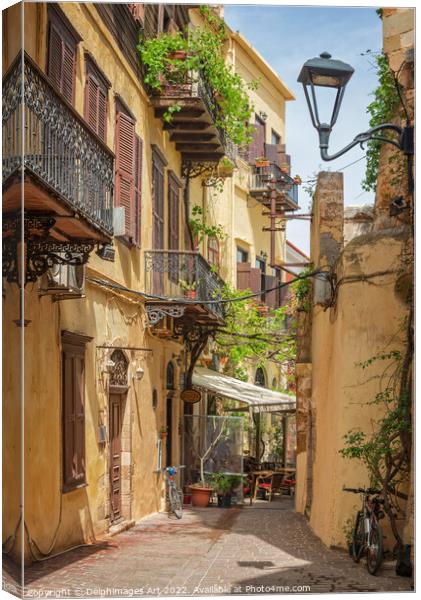 Crete, Greece. Old town of Chania Canvas Print by Delphimages Art