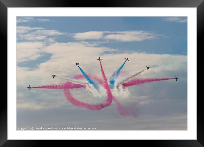 Red Arrows Red, White and Blue Framed Mounted Print by David Aspinall