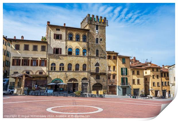 Medieval buildings in Arezzo, Tuscany, Italy Print by Angus McComiskey