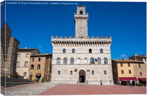Palazzo Comunale in Montepulciano, Tuscany, Italy Canvas Print by Angus McComiskey