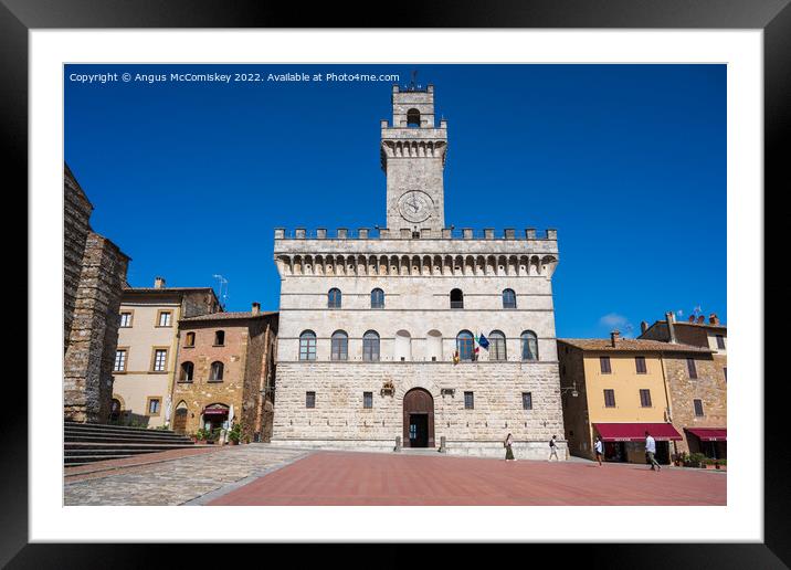 Palazzo Comunale in Montepulciano, Tuscany, Italy Framed Mounted Print by Angus McComiskey