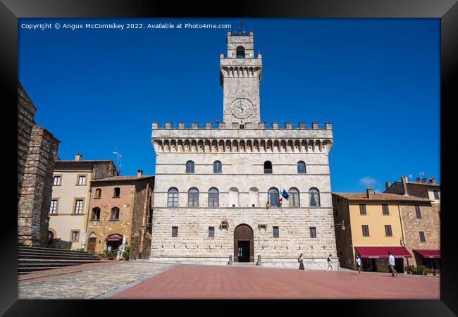 Palazzo Comunale in Montepulciano, Tuscany, Italy Framed Print by Angus McComiskey