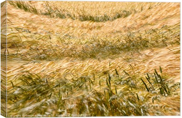 wind blown wheat Canvas Print by Simon Johnson