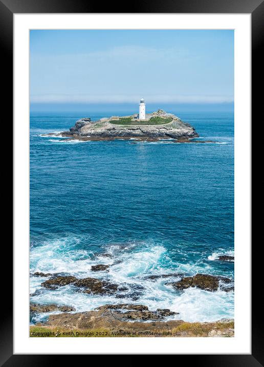 Godrevy Island Lighthouse, Cornwall Framed Mounted Print by Keith Douglas