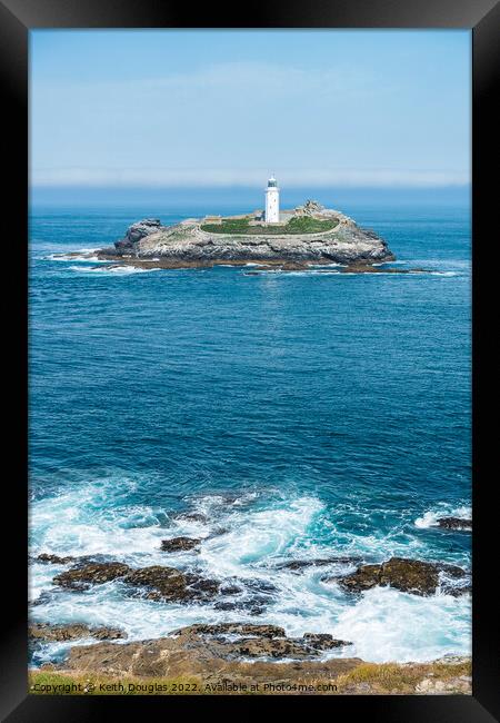 Godrevy Island Lighthouse, Cornwall Framed Print by Keith Douglas