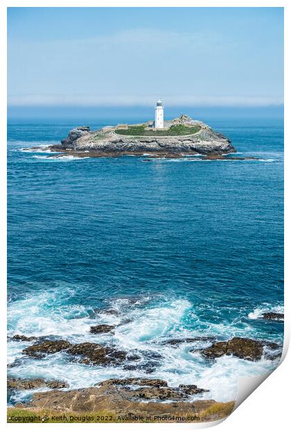 Godrevy Island Lighthouse, Cornwall Print by Keith Douglas