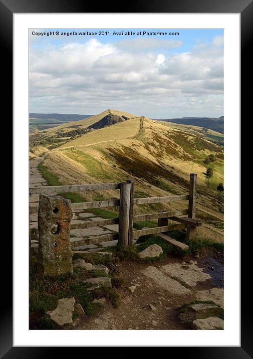 Stile at Mam Tor Framed Mounted Print by Angela Wallace