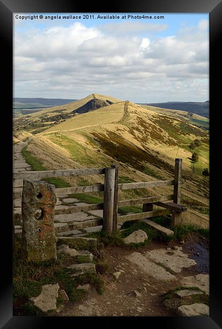 Stile at Mam Tor Framed Print by Angela Wallace