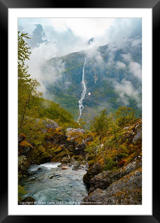 Waterfall | Briksdalsbreen Glacier | Stryn | Olden | Norway Framed Mounted Print by Adam Cooke