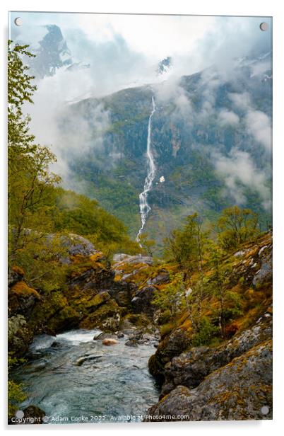 Waterfall | Briksdalsbreen Glacier | Stryn | Olden | Norway Acrylic by Adam Cooke