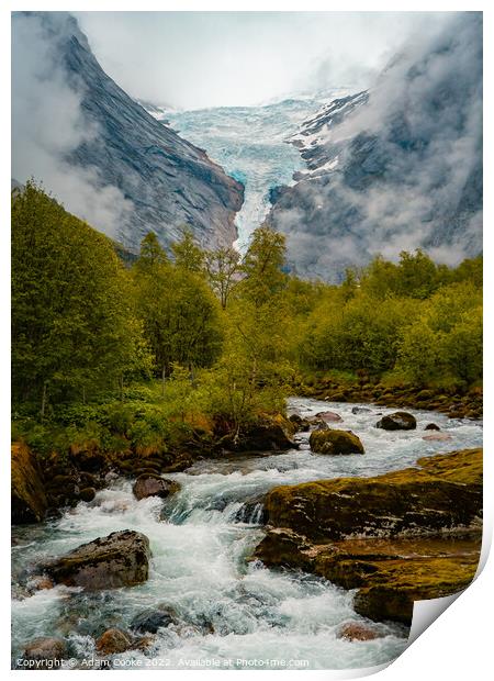 Briksdalsbreen Glacier | Stryn | Olden | Norway Print by Adam Cooke