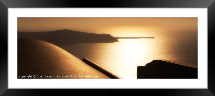 Santorini Rooftop Sunset. Framed Mounted Print by Craig Yates