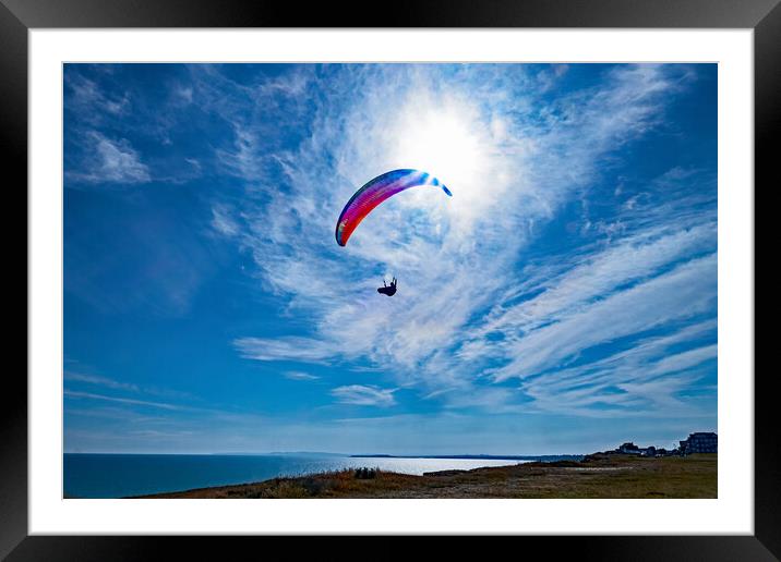 Paraglider in the Sun Framed Mounted Print by Joyce Storey