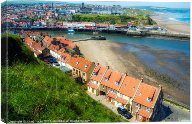 Whitby Seafront Cottages Canvas Print by Craig Yates