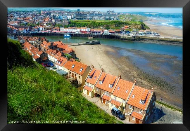Whitby Seafront Cottages Framed Print by Craig Yates