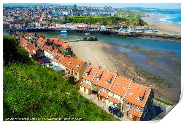 Whitby Seafront Cottages Print by Craig Yates