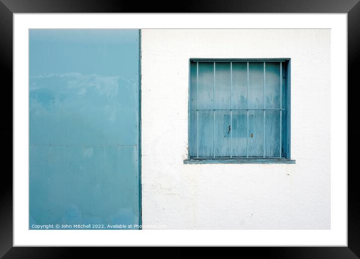 Blue and White Wall Abstract Framed Mounted Print by John Mitchell