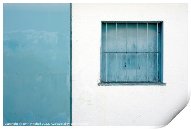 Blue and White Wall Abstract Print by John Mitchell