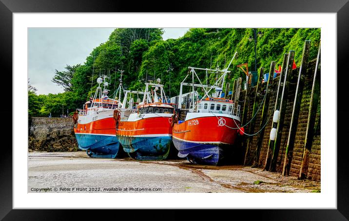 Three Fishing Boats Ilfracombe Framed Mounted Print by Peter F Hunt