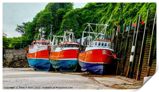 Three Fishing Boats Ilfracombe Print by Peter F Hunt