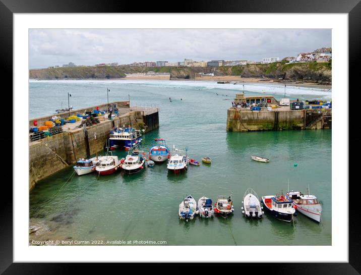 A Serene Cornish Harbour Framed Mounted Print by Beryl Curran