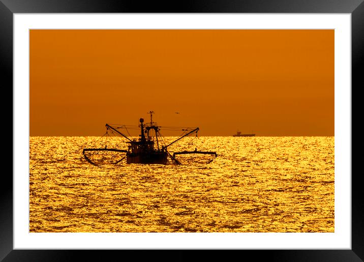 Bottom Trawler at Sunset Framed Mounted Print by Arterra 