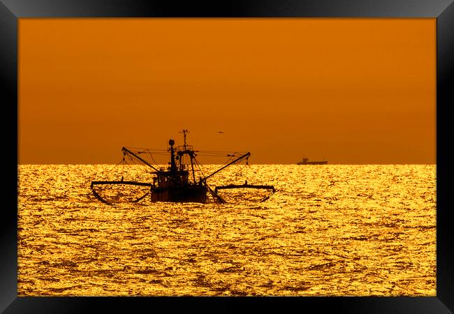 Bottom Trawler at Sunset Framed Print by Arterra 