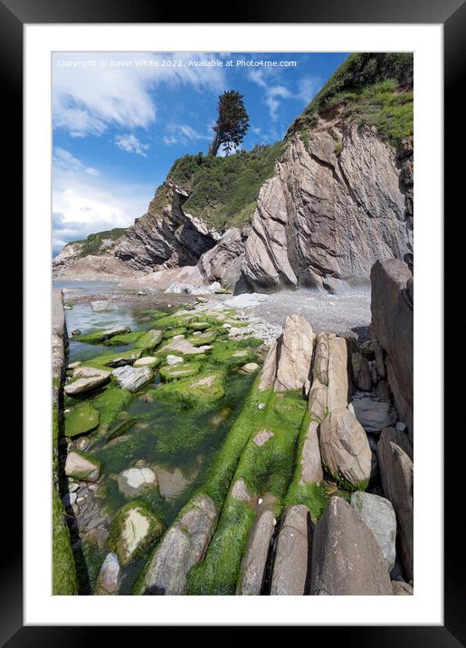 Coombe Martin  rugged rock pools Framed Mounted Print by Kevin White
