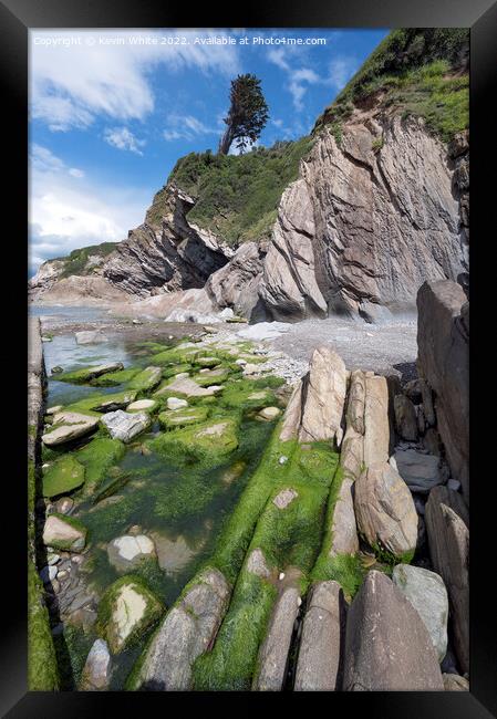 Coombe Martin  rugged rock pools Framed Print by Kevin White