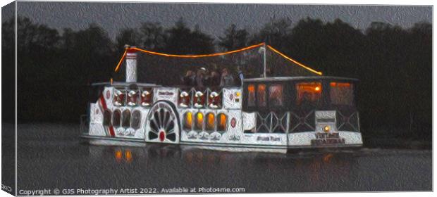Vintage Broadsman Party Paddle Boat in Oil Canvas Print by GJS Photography Artist