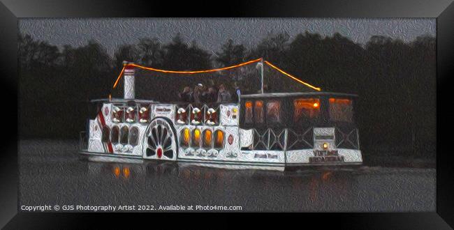 Vintage Broadsman Party Paddle Boat in Oil Framed Print by GJS Photography Artist