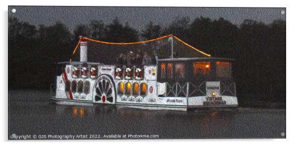 Vintage Broadsman Party Paddle Boat in Oil Acrylic by GJS Photography Artist
