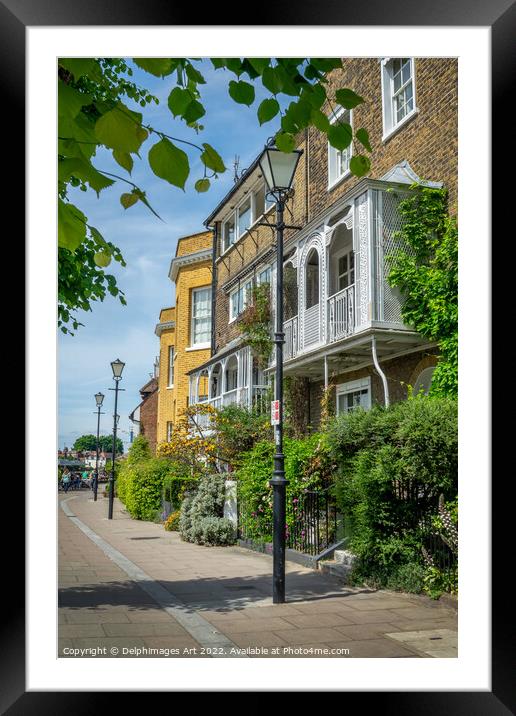 Hammersmith Thames riverside and path, London Framed Mounted Print by Delphimages Art