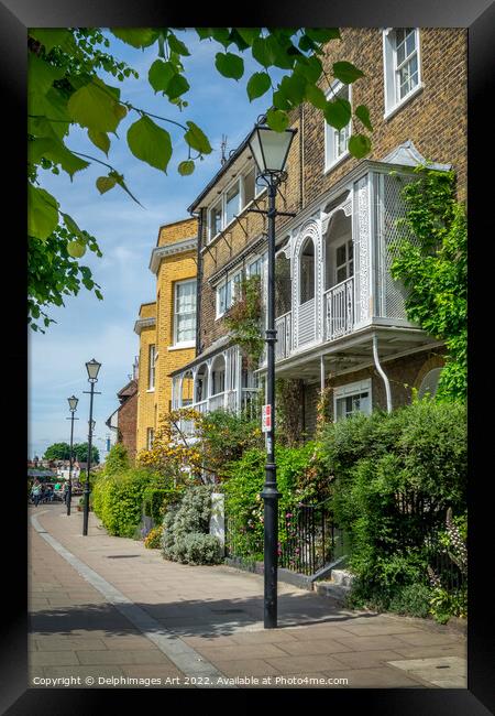 Hammersmith Thames riverside and path, London Framed Print by Delphimages Art