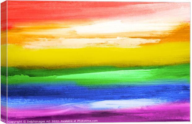 Rainbow flag, gay pride, LGBTQ decor Canvas Print by Delphimages Art
