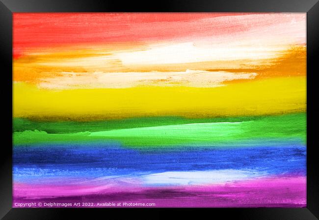 Rainbow flag, gay pride, LGBTQ decor Framed Print by Delphimages Art