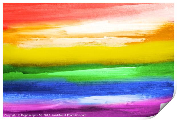 Rainbow flag, gay pride, LGBTQ decor Print by Delphimages Art