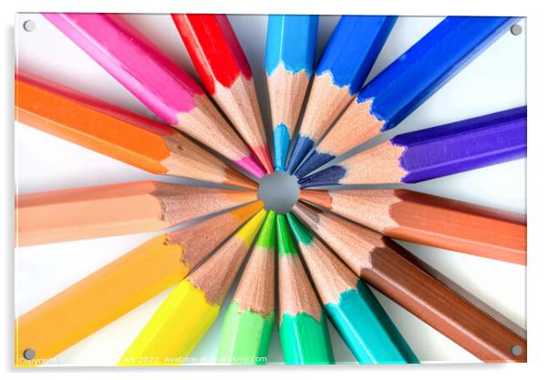 Rainbow coloured pencils Acrylic by Delphimages Art